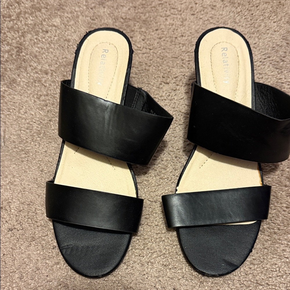 Black Slide Sandal Heels